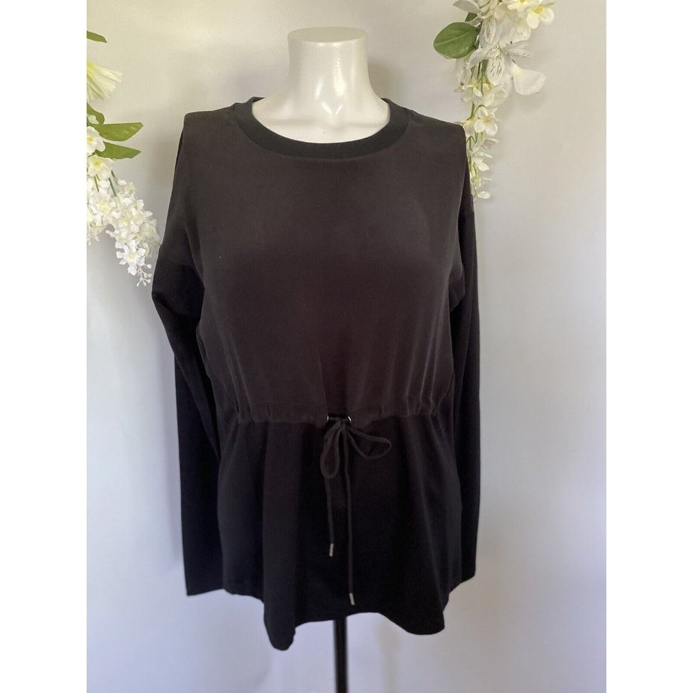 Vintage Forever 21 Women's Black Draw String Waist‎ Shirt Top Mixed Media Size S